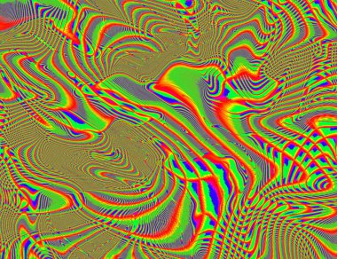 Psikedelik Gökkuşağı Arkaplan LSD Renkli Duvar Kağıdı. Soyut Hipnotik İllüzyon. Hippi Retro Doku