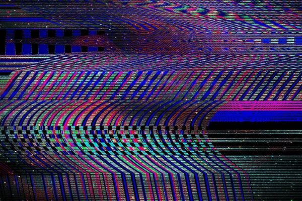Glitch fundo psicodélico Erro de tela de TV antiga Ruído de pixel digital design abstrato Falha de sinal de televisão. Problema técnico grunge papel de parede. Ruído colorido — Fotografia de Stock