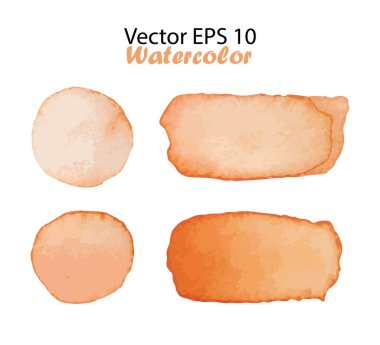 Beyaz arkaplanda vektör suluboya çizgileri ve lekeli resimler izole edildi. Turuncu Renkli Fırça Çizgisi ve Nokta