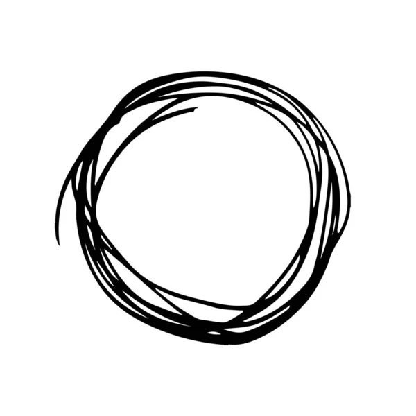 Circle Vector Abstract Round Grunge Brush Ręcznie rysowana tekstura w czarnym szkicu kolorów Prosty wzór izolowany na białym tle Grange Doodle Shape — Wektor stockowy
