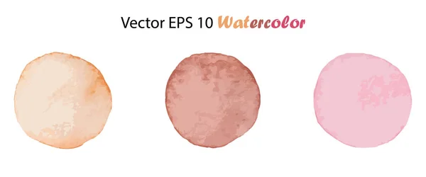 Vector Watercolor Set Brush Stroke Splash Circle. 오렌지 핑크 갈색 누드 색상의 손으로 만든 디자인 요소. 손으로 그린 수채화 로 — 스톡 벡터