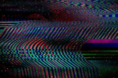 Glitch TV Gürültüsü Dijital Fotoğraf Arkaplanı Bilgisayar Ekran Hatası Fotoğraf ve Televizyon sinyalinin soyut tasarımı Veri bozunması ve gürültü