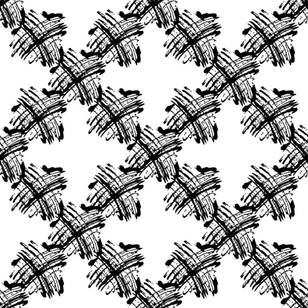 Vector Plaid Brush Naadloos patroon bereik Minimalistische check geometrisch ontwerp in zwarte kleur. Moderne Grung Collage Achtergrond voor kinderstof en textiel — Stockvector