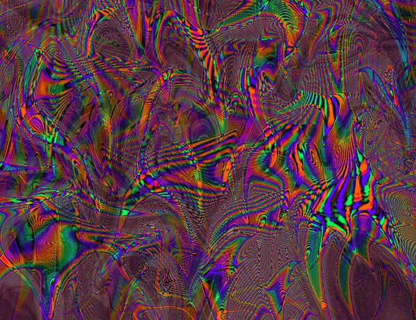 Hippie Trippy Psychedelic Rainbow Background LSD Colorful Wallpaper. Resumen Ilusión hipnótica. Hippie Retro textura Glitch y Disco —  Fotos de Stock