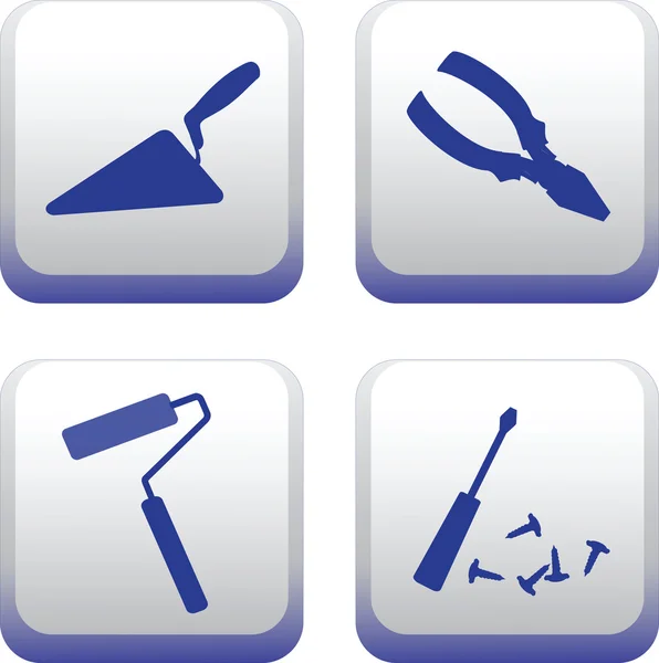 Silhouettes of hand-building tools.Vector image. — Stock Vector