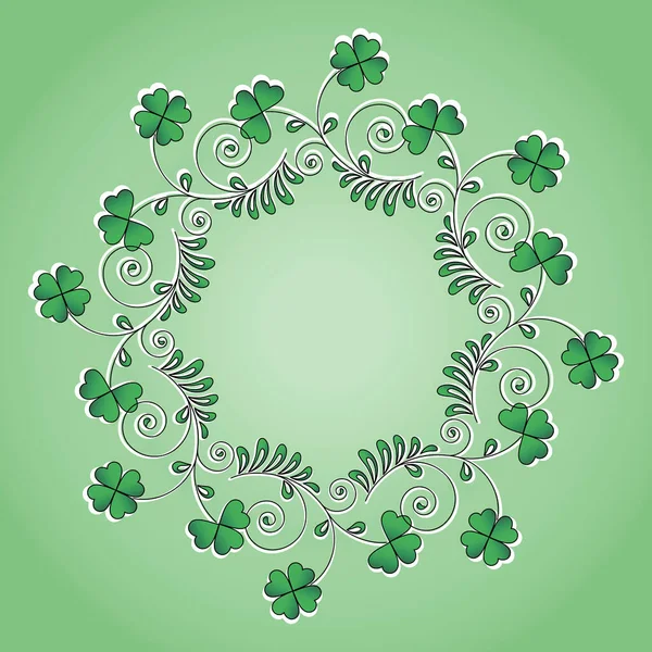 Shamrock Clover Wreath Traditional Irish Symbol Frame Patricks Day Place — Stock Vector