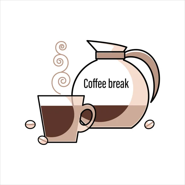 Kaffeepause Kaffeekanne Vorhanden Symbol Emblem Lineares Symbol Für Web Und — Stockvektor