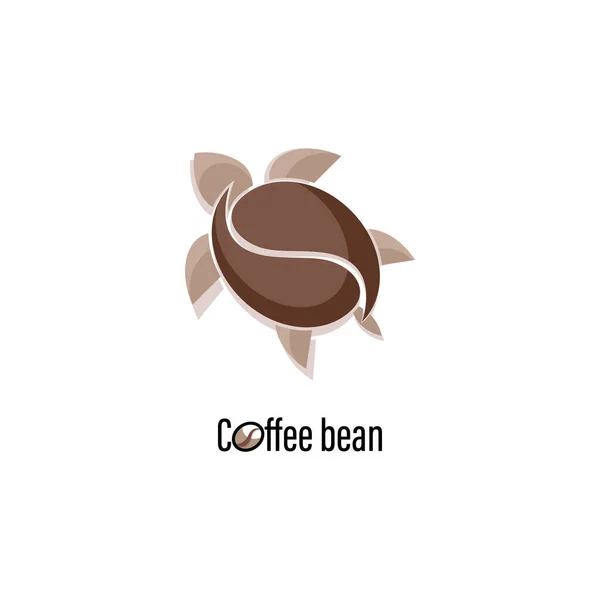Kaffeebohnen vorhanden. Symbol, Logo. Vektorschildkröte aus Kaffeebohnen isoliert auf weißem Hintergrund. — Stockvektor