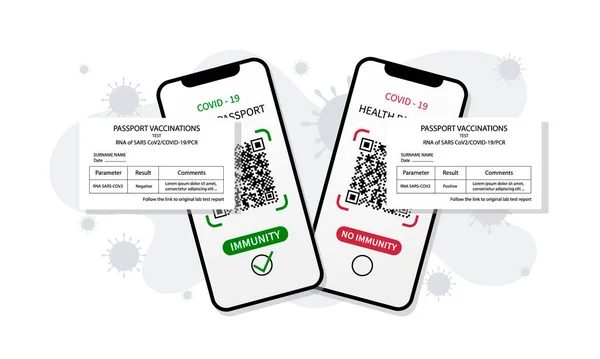 Paspoort voor vaccinatie. Digitale informatie. Test op coronavirus op de aanwezigheid van immuniteit — Stockvector