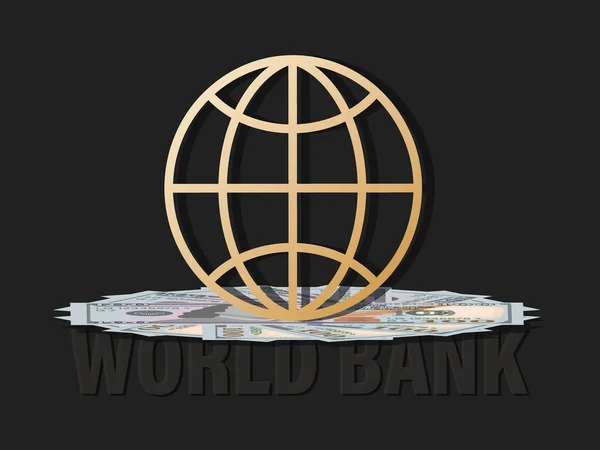 Banco Mundial. Efectivo. Fondo de dinero vectorial. Billetes de cien dólares. Moneda mundial y símbolo del planeta. — Archivo Imágenes Vectoriales