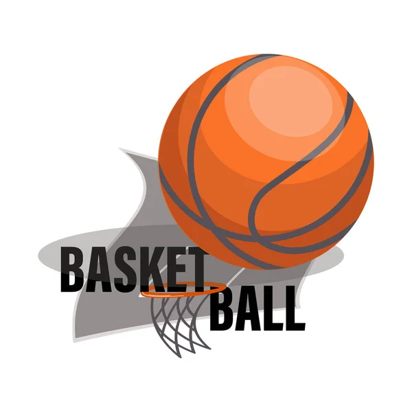 Bola de basquetebol. Cesta. Emblema desportivo, distintivo. Modelo de design para cartaz, desenho em sportswear. — Vetor de Stock