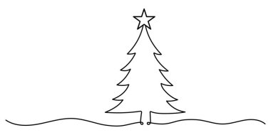 Noel ağacı. Sürekli bir çizgi çiziyor. Düzenlenebilir vuruş.