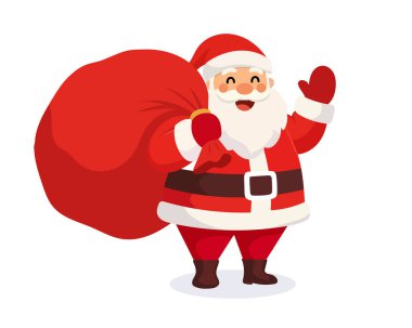 Çizgi film Noel Baba hediye dolu çuval getirir.