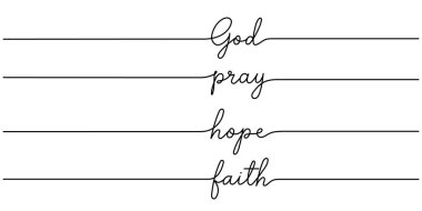 Dua et, inanç, umut, Tanrı 'nın sözleri devamlı tek satır halinde düzenlenebilir vuruş.