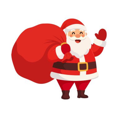 Sırtında bir çantayla geleneksel Noel Baba.