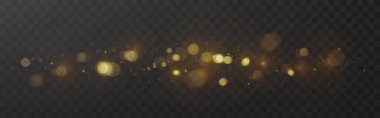 Altın Bokeh Işıkları - Parlayan Parçacıklar ve Yüzen Işık Küreleri ile Şeffaf Arkaplan Üzerinde Şenlikli Tasarım Elementleri