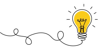 Ampul sürekli bir çizgi çiziyor. Düzenlenebilir darbeyle tek çizgi vektör çizimi. Fikir kavramı.