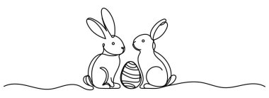 Paskalya Tavşanı sürekli bir çizgi çiziyor. Paskalya sınırında yumurtalar ve karikatür tavşancıkları sürekli çizim stilinde. Düzenlenebilir vuruş