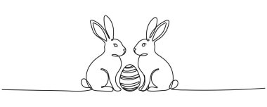Paskalya Tavşanı sürekli bir çizgi çiziyor. Paskalya sınırında yumurtalar ve karikatür tavşancıkları sürekli çizim stilinde. Düzenlenebilir vuruş
