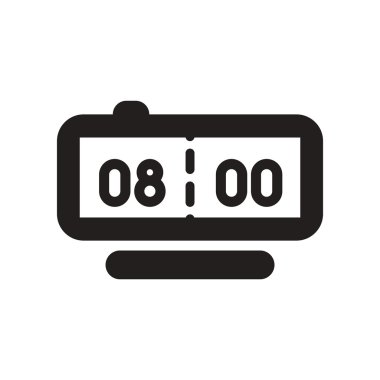 siyah ve beyaz tarzı dijital saat düz simgesi