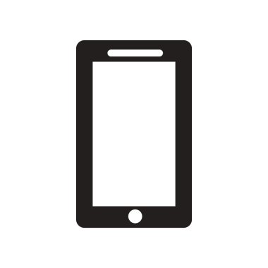 siyah ve beyaz stil cep telefonu düz simgesi