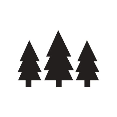 siyah ve beyaz tarzı çam ağaçları düz simgesi