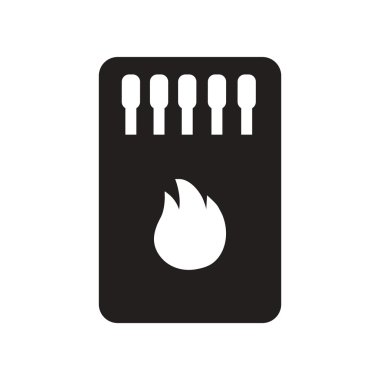 siyah ve beyaz stil kibrit kutusu ve maçlar düz simgesi