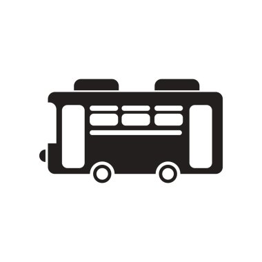 siyah ve beyaz tarzı retro otobüste düz simgesi