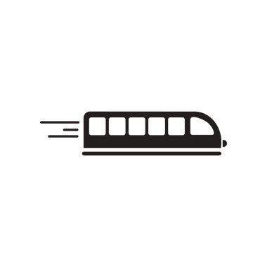 siyah ve beyaz tarzı yüksek hızlı tren düz simgesi