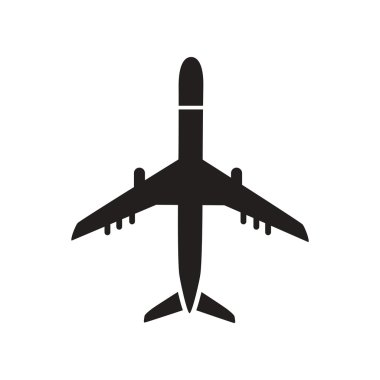 siyah ve beyaz tarzı düz simgesi seyahat uçak