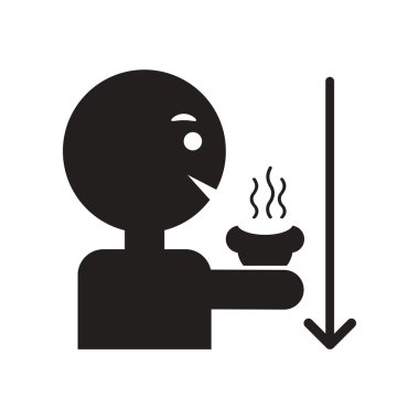 siyah ve beyaz tarzı adam sıcak içme düz simgesi