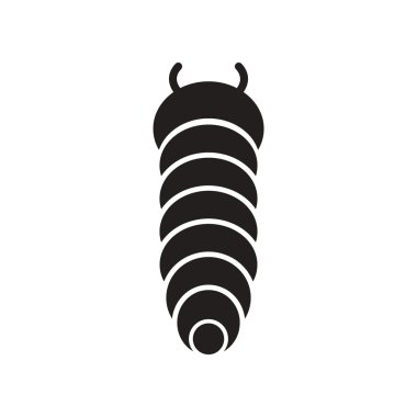 siyah ve beyaz stil böcek caterpillar düz simgesi