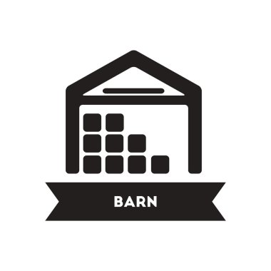 siyah ve beyaz tarzı ahır binasında düz simgesi