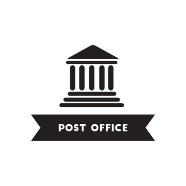 siyah ve beyaz tarzı postane binasında düz simgesi