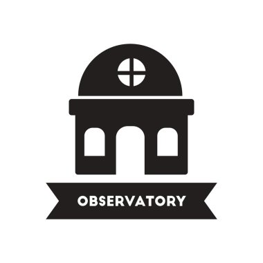 siyah ve beyaz tarzı Gözlemevi binasında düz simgesi