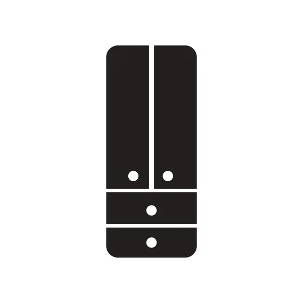 Icono plano en armario de estilo blanco y negro — Vector de stock