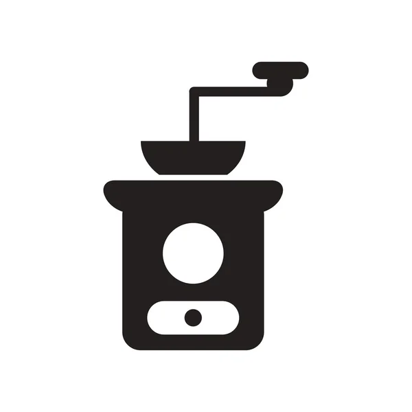 Flat ikonen i svart och vit stil kaffe kvarn — Stock vektor