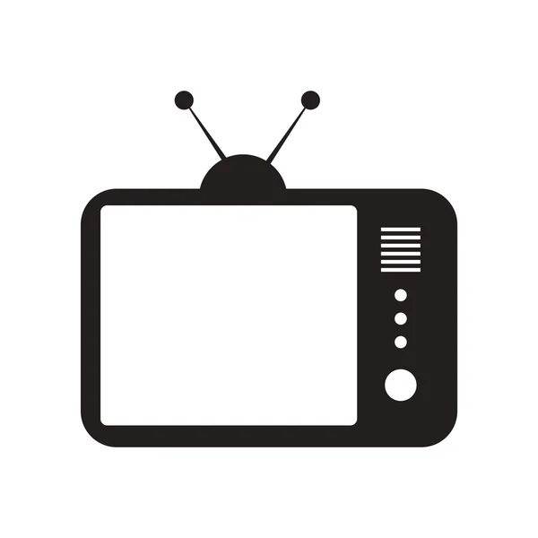 黒と白のスタイル テレビのフラット アイコン — ストックベクタ