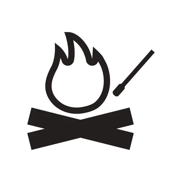 Flat icon in black and white style fire and match — Stock Vector