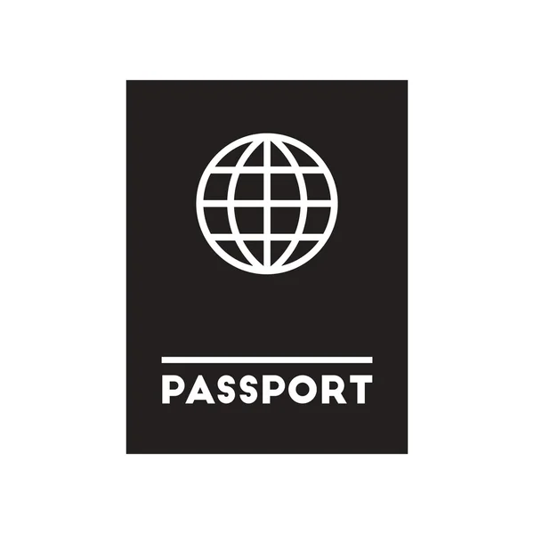 Ícone plano em preto e branco estilo passaporte internacional — Vetor de Stock