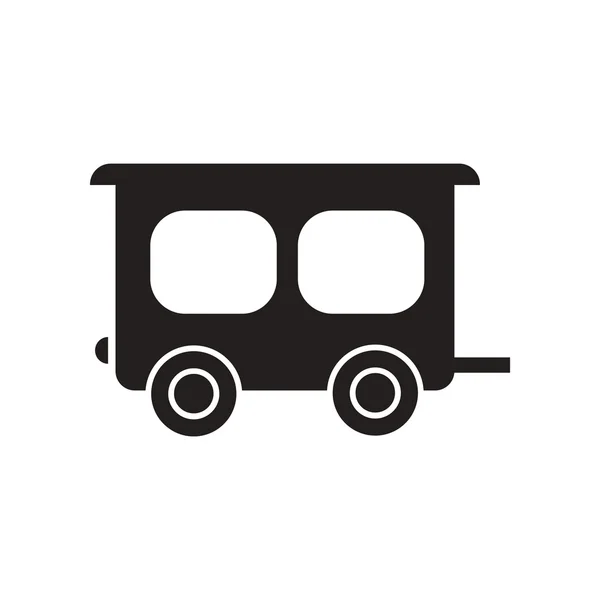 Плоская икона в черно-белом стиле трейлер вагона — стоковый вектор