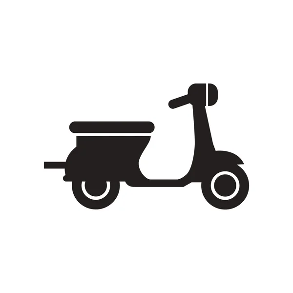 Icono plano en scooter de estilo blanco y negro — Archivo Imágenes Vectoriales