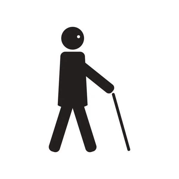 flat icon in black and white style man with stick