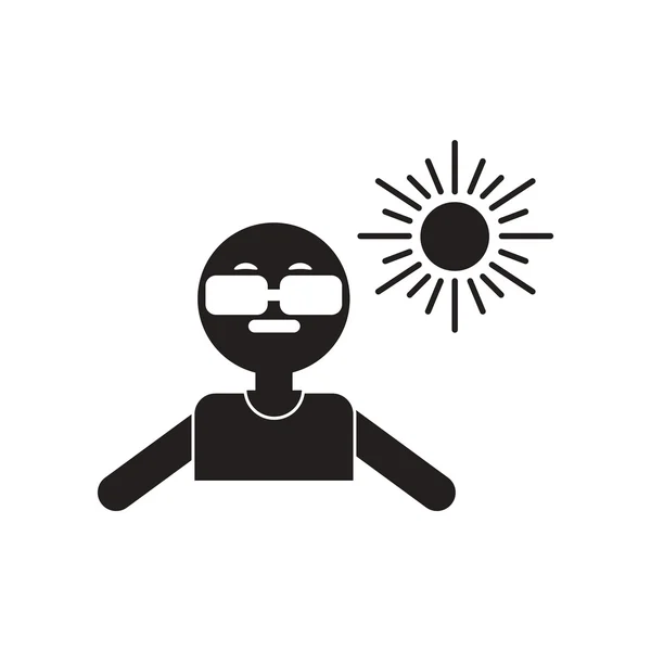 Flat icon in black and white style man in sunglasses — Stock Vector