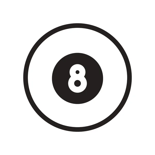 Icona piatta in stile bianco e nero palla da biliardo — Vettoriale Stock