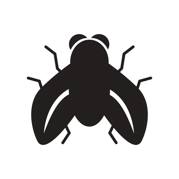 Icona piatta in stile bianco e nero mosca insetto — Vettoriale Stock