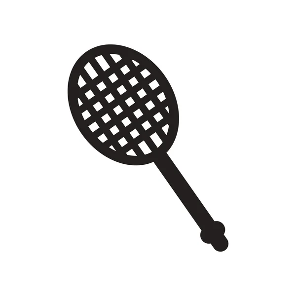 Icono plano en raqueta de tenis de estilo blanco y negro — Vector de stock