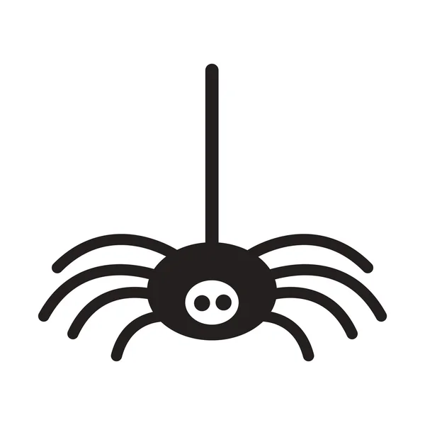 Ikon datar dalam gaya hitam dan putih serangga laba-laba - Stok Vektor