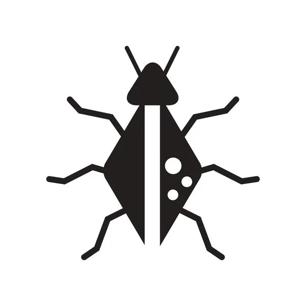 黒と白のスタイルのカブトムシ昆虫フラット アイコン — ストックベクタ