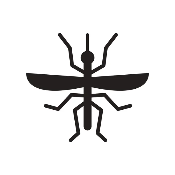 カブトムシを飛んでいる黒と白のスタイルでフラット アイコン — ストックベクタ
